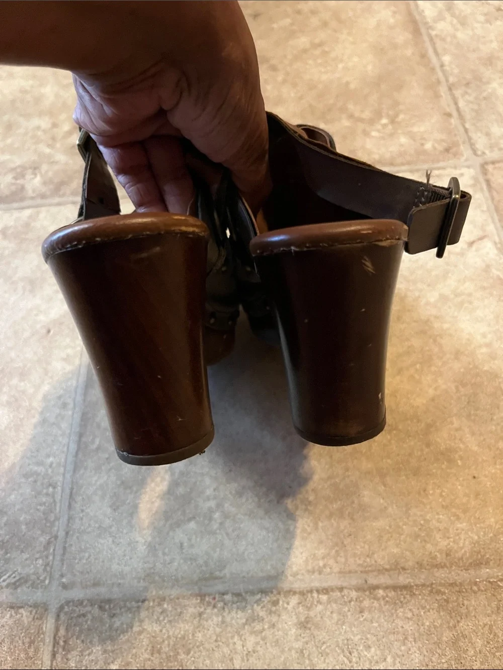 Korks Women Taupe Studded Leather Clog Slingback Boho Festival Hippie 70s 9/40.5 - Picture 5 of 10
